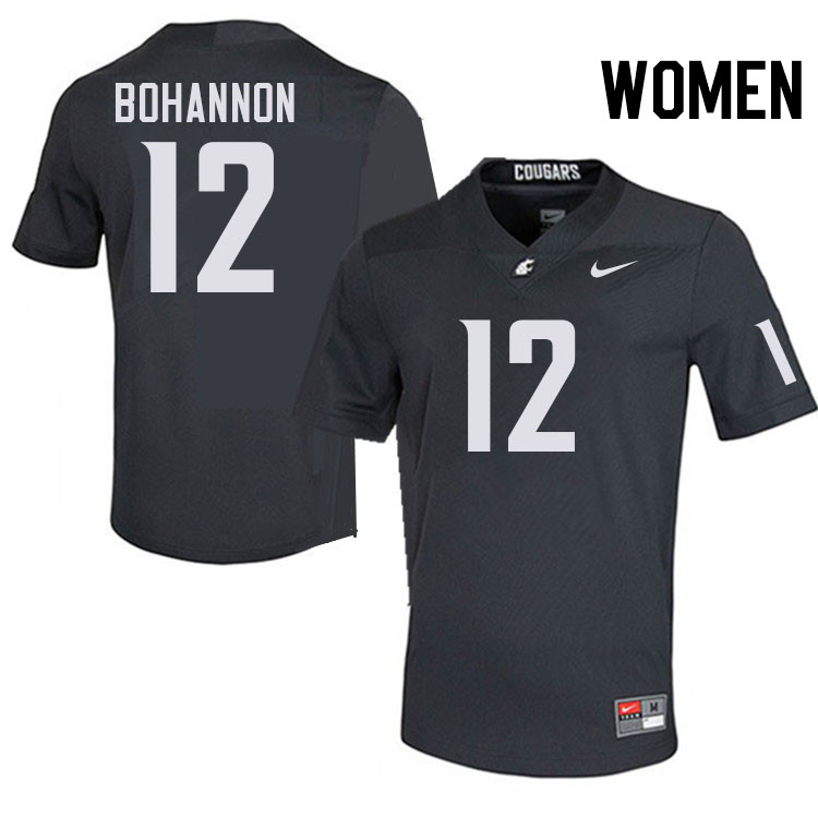 Women #12 Tristan Bohannon Washington State Cougars College Football Jerseys Stitched-Charcoal